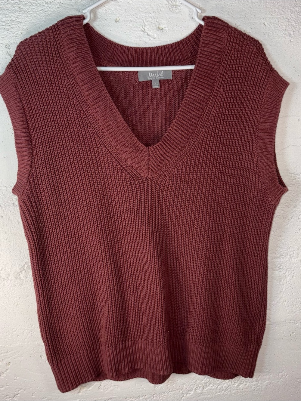 Marled Sleeveless V-Neck Knit Vest - Dusty Rose